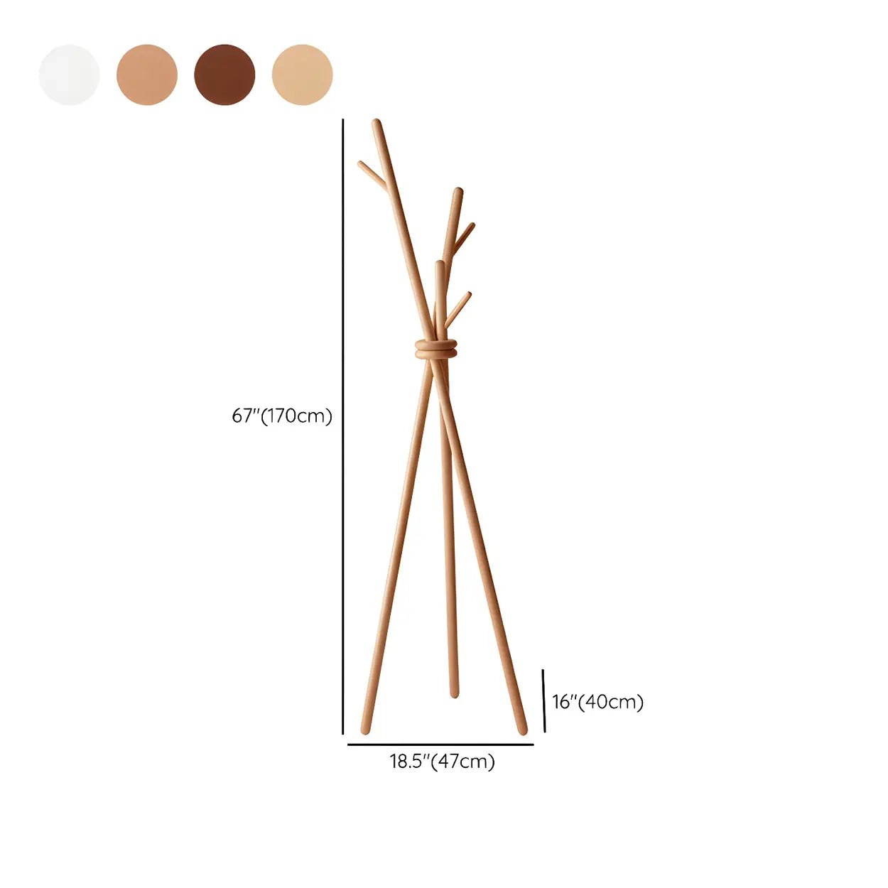 Rustic Tripod Wood Freestanding Hall Tree