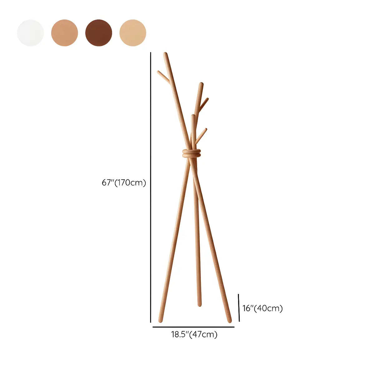 Rustic Tripod Wood Freestanding Hall Tree