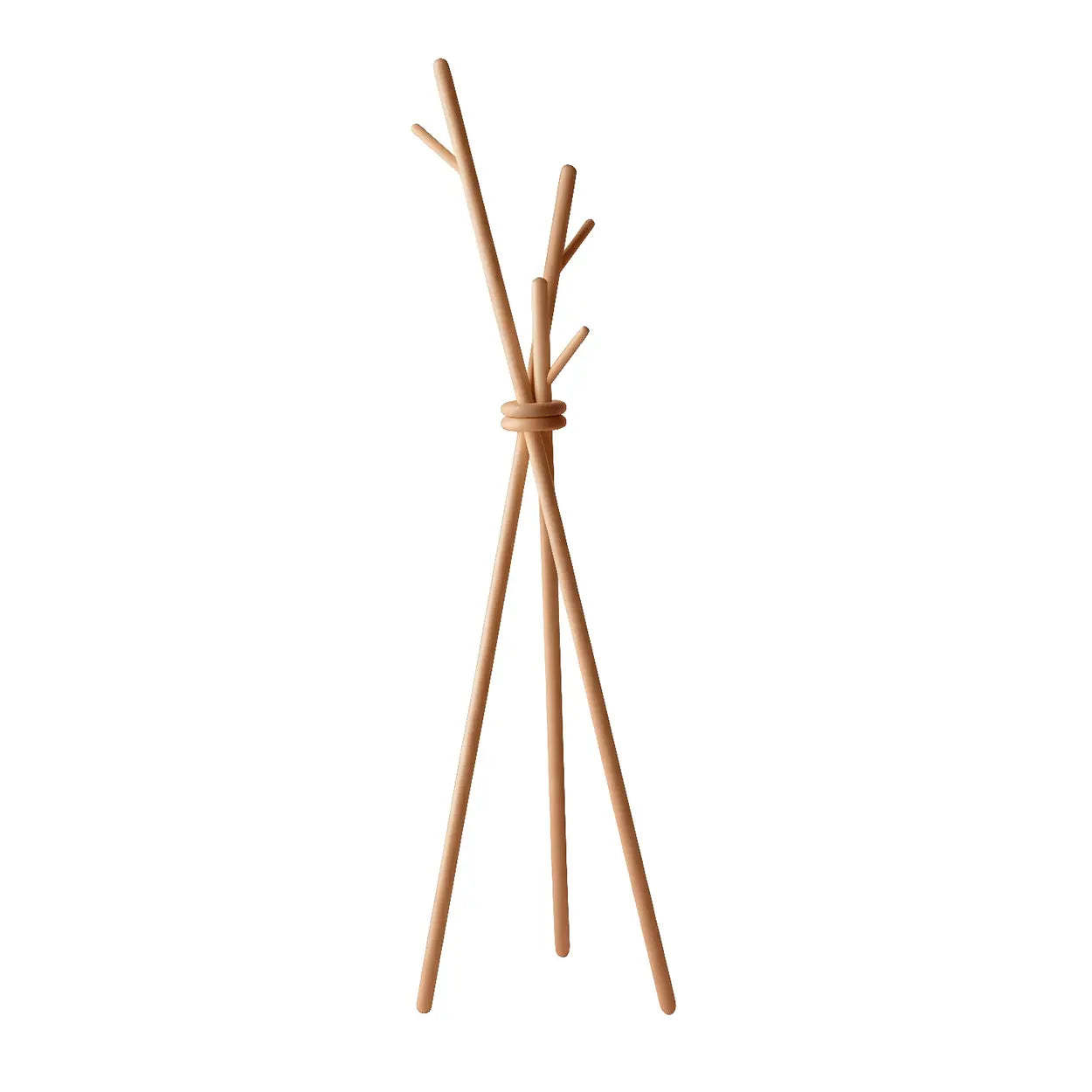 Rustic Tripod Wood Freestanding Hall Tree — White