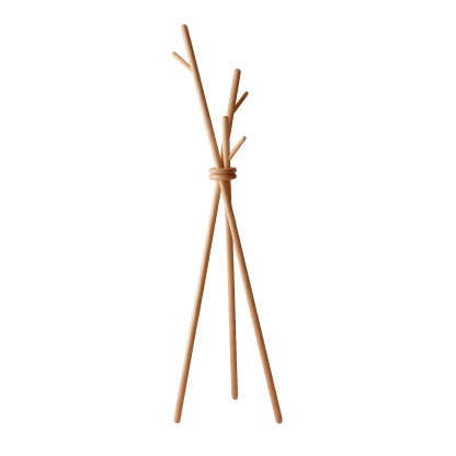 Rustic Tripod Wood Freestanding Hall Tree — White