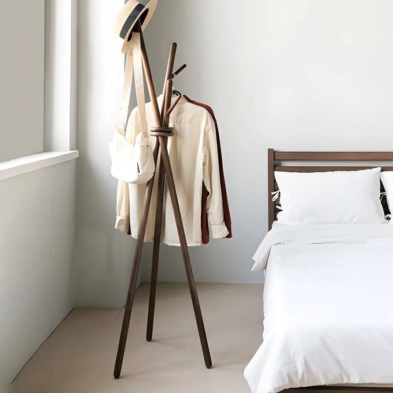 Rustic Tripod Wood Freestanding Hall Tree