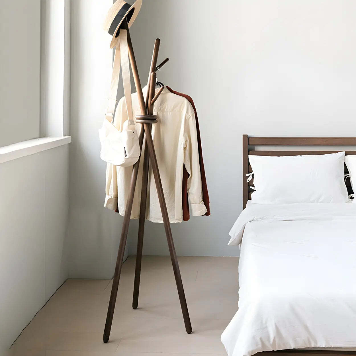 Rustic Tripod Wood Freestanding Hall Tree