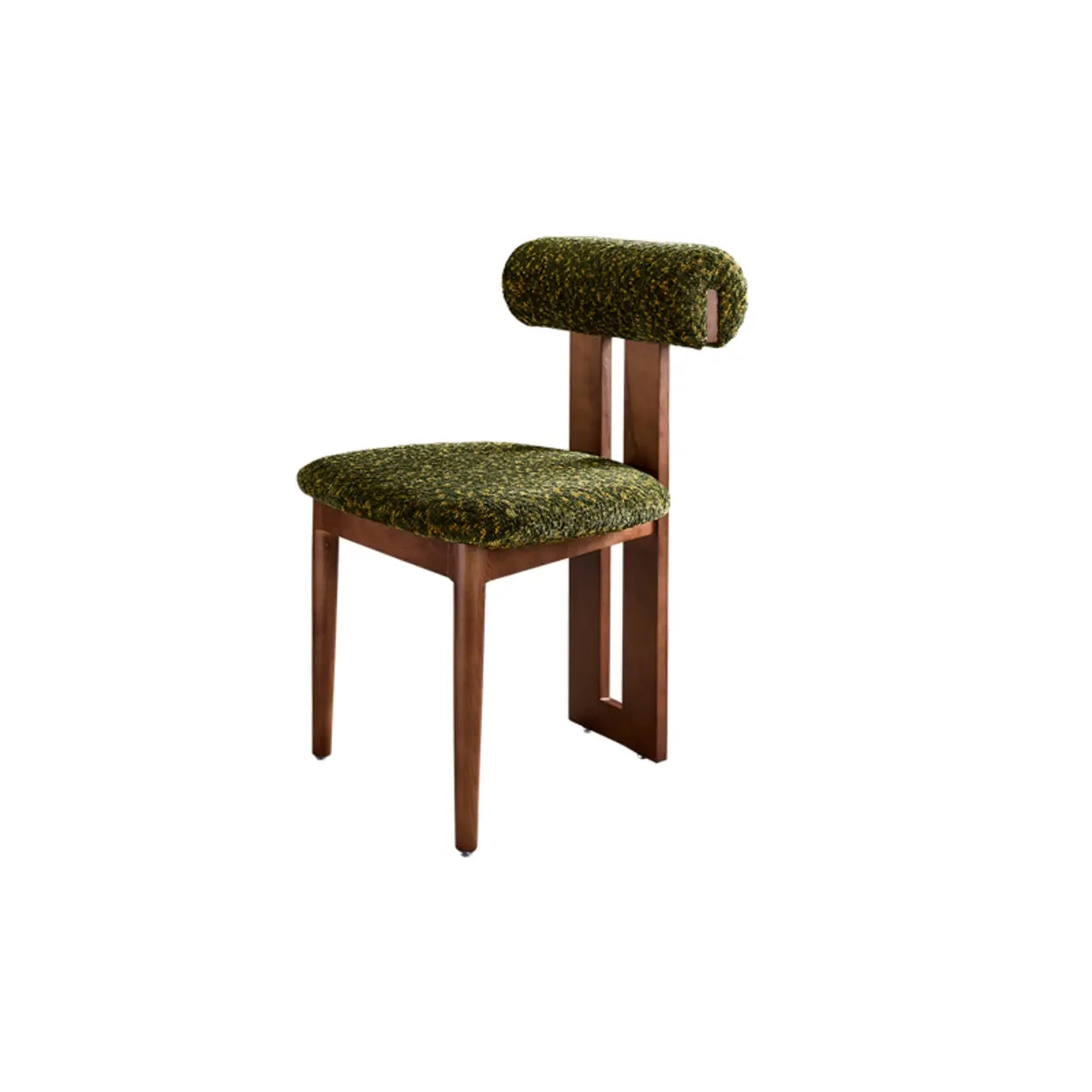 Rustic Open Back Dining Chair with Wood Frame — White / Walnut