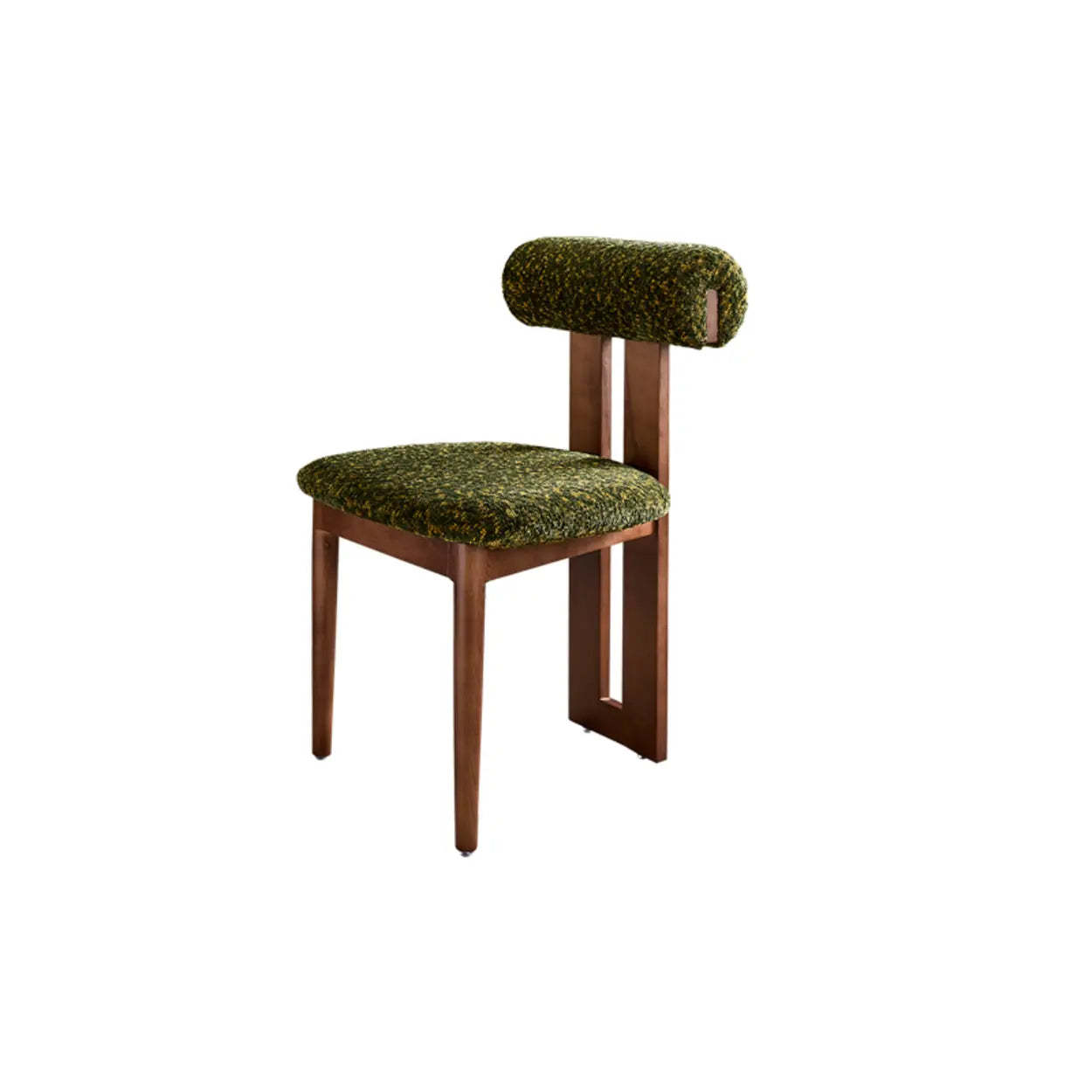 Rustic Open Back Dining Chair with Wood Frame — White / Walnut