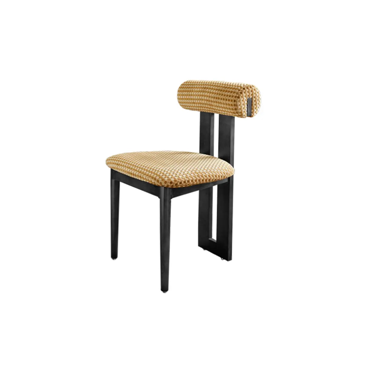 Rustic Open Back Dining Chair with Wood Frame — Yellow/Black / Black