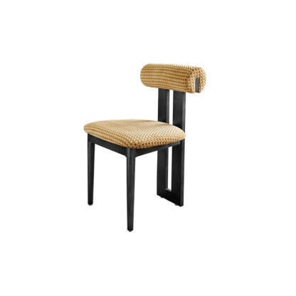 Rustic Open Back Dining Chair with Wood Frame — Yellow/Black / Black