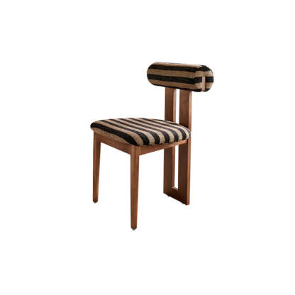 Rustic Open Back Dining Chair with Wood Frame — Brown/Yellow / Walnut