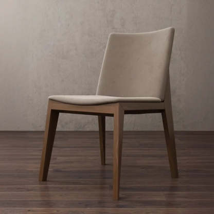 Rustic Upholstered Wood Frame Dining Chair — off-white / Black