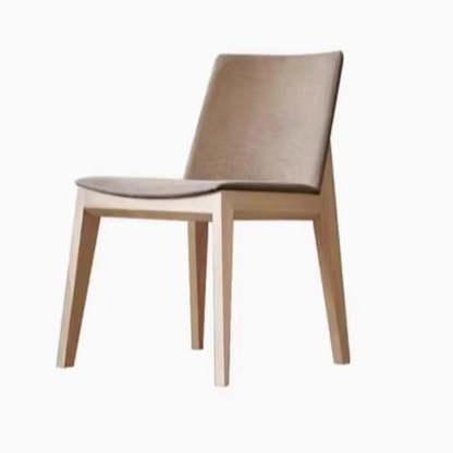 Rustic Upholstered Wood Frame Dining Chair — off-white / Wood