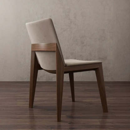 Rustic Upholstered Wood Frame Dining Chair — Khaki / Black