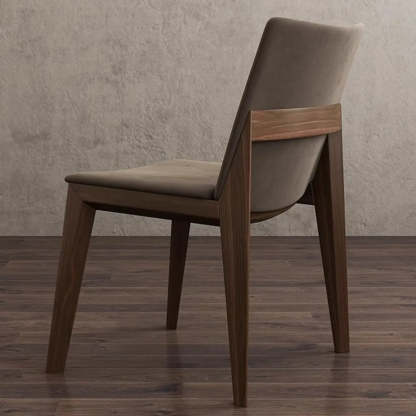 Rustic Upholstered Wood Frame Dining Chair — Khaki / Wood