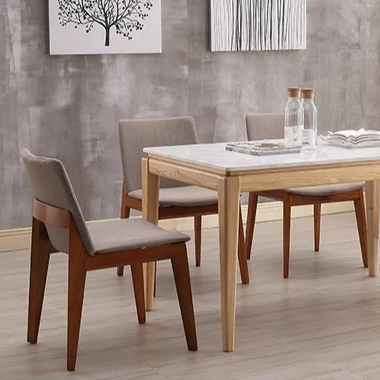 Rustic Upholstered Wood Frame Dining Chair