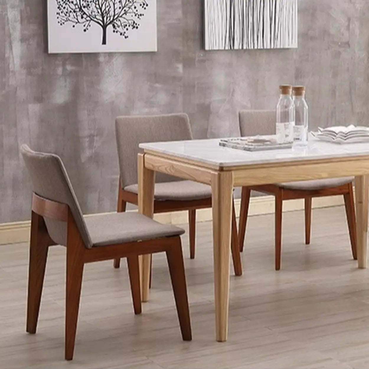 Rustic Upholstered Wood Frame Dining Chair