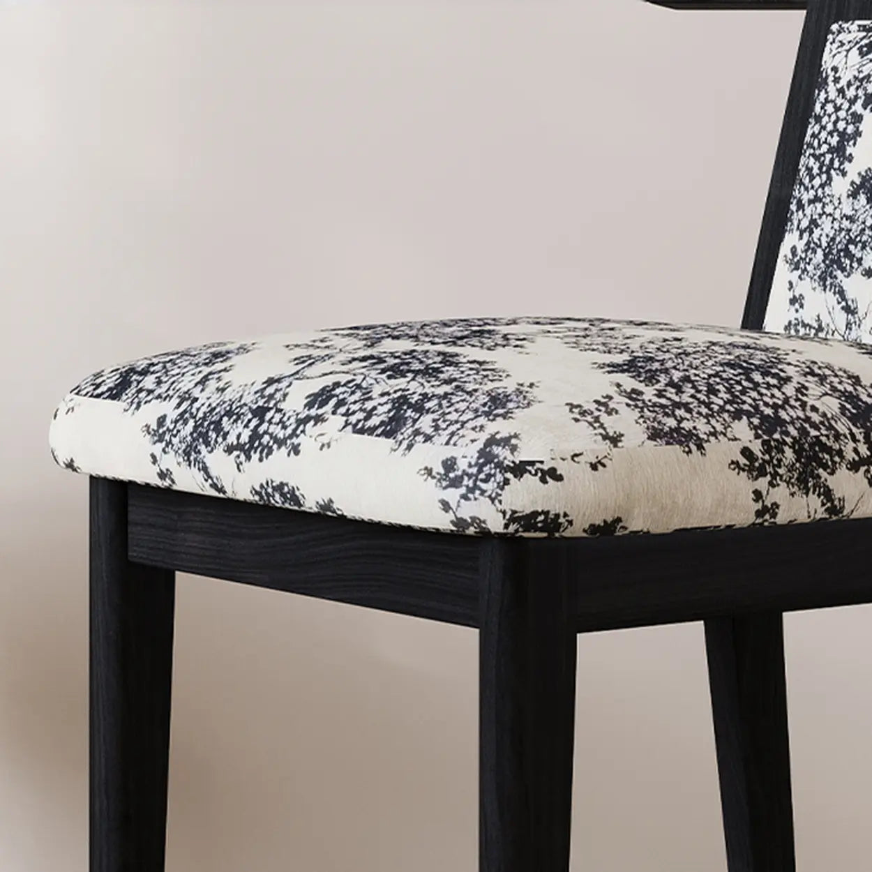 Rustic Upholstered Walnut Timber Armless Dining Chair