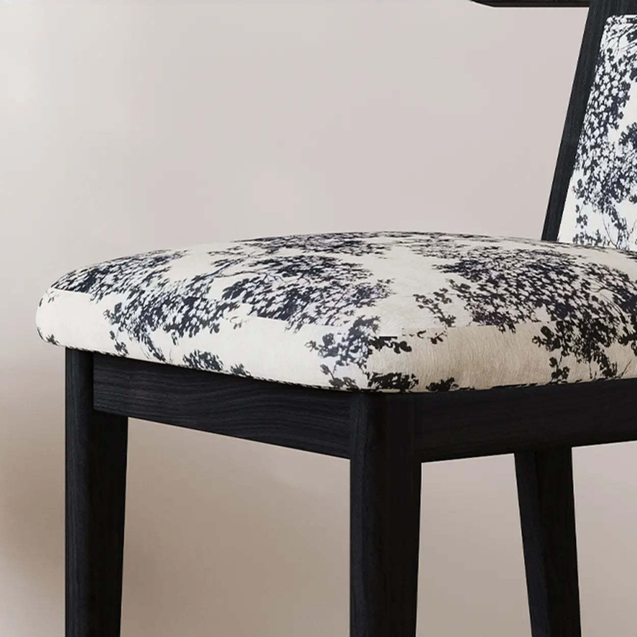 Rustic Upholstered Walnut Timber Armless Dining Chair
