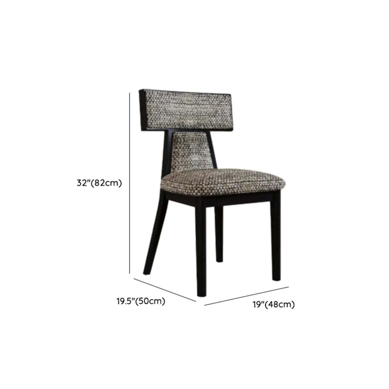 Rustic Upholstered Walnut Timber Armless Dining Chair