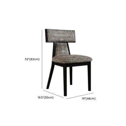 Rustic Upholstered Walnut Timber Armless Dining Chair