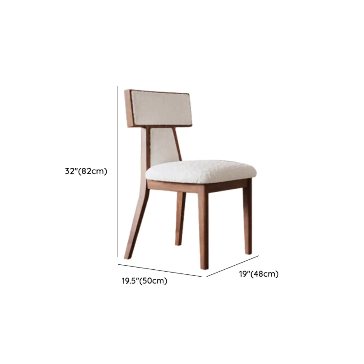 Rustic Upholstered Walnut Timber Armless Dining Chair