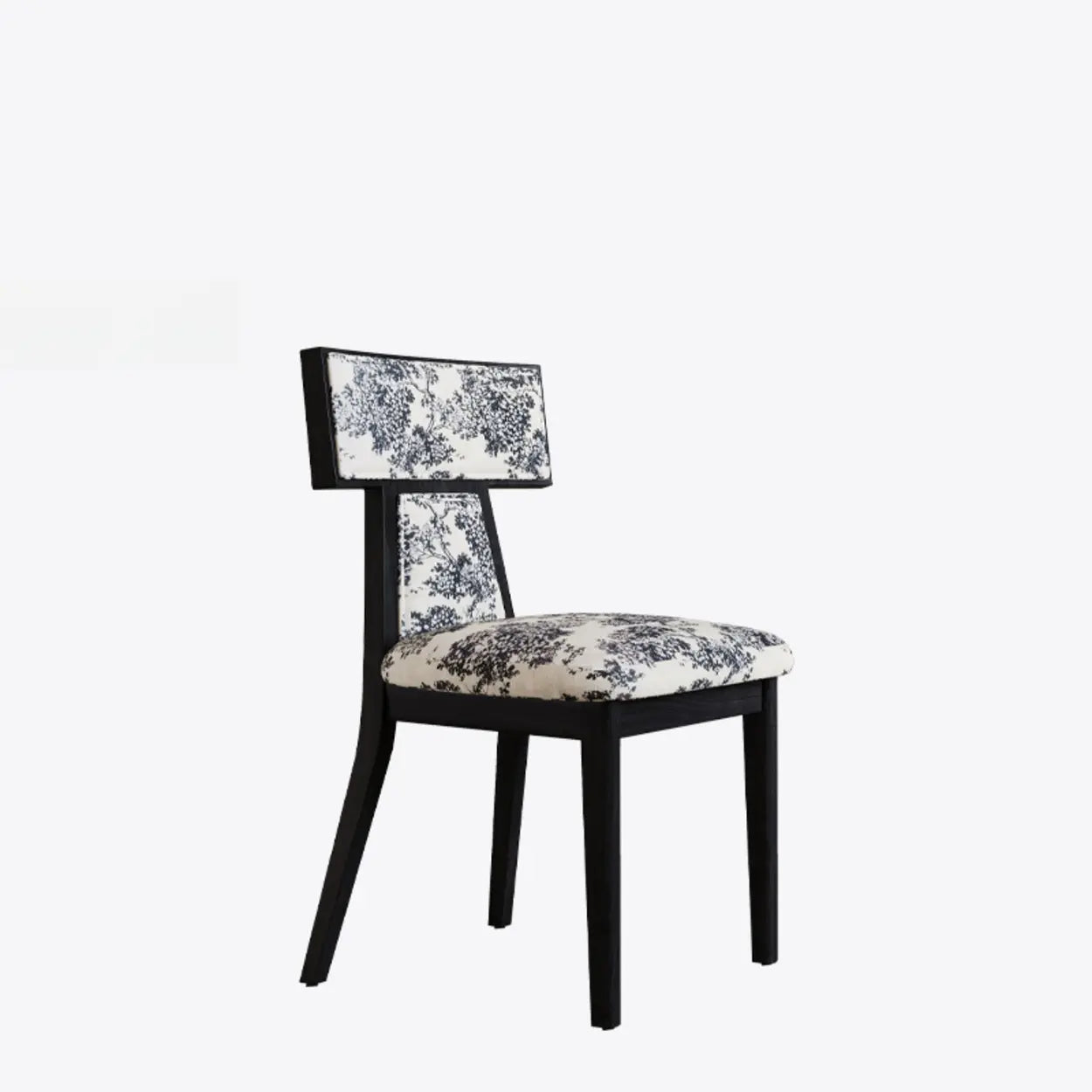 Rustic Upholstered Walnut Timber Armless Dining Chair — Black-White