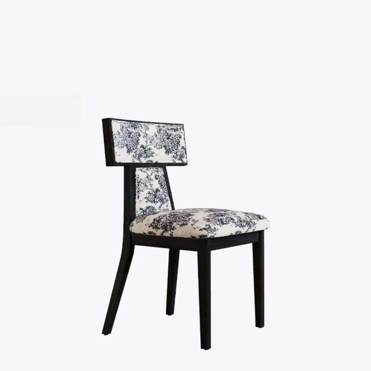 Rustic Upholstered Walnut Timber Armless Dining Chair — Black-White