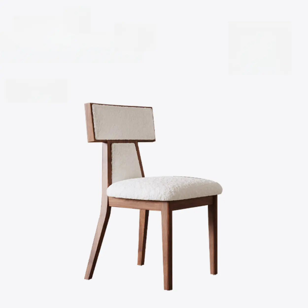 Rustic Upholstered Walnut Timber Armless Dining Chair — Black and White