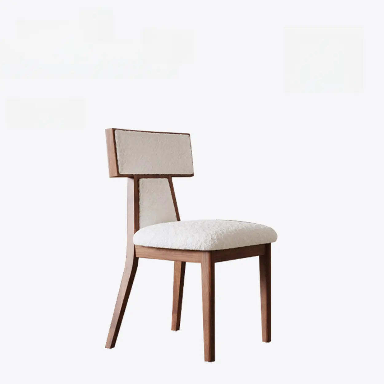 Rustic Upholstered Walnut Timber Armless Dining Chair — Black and White