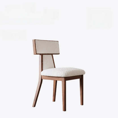 Rustic Upholstered Walnut Timber Armless Dining Chair — Black and White
