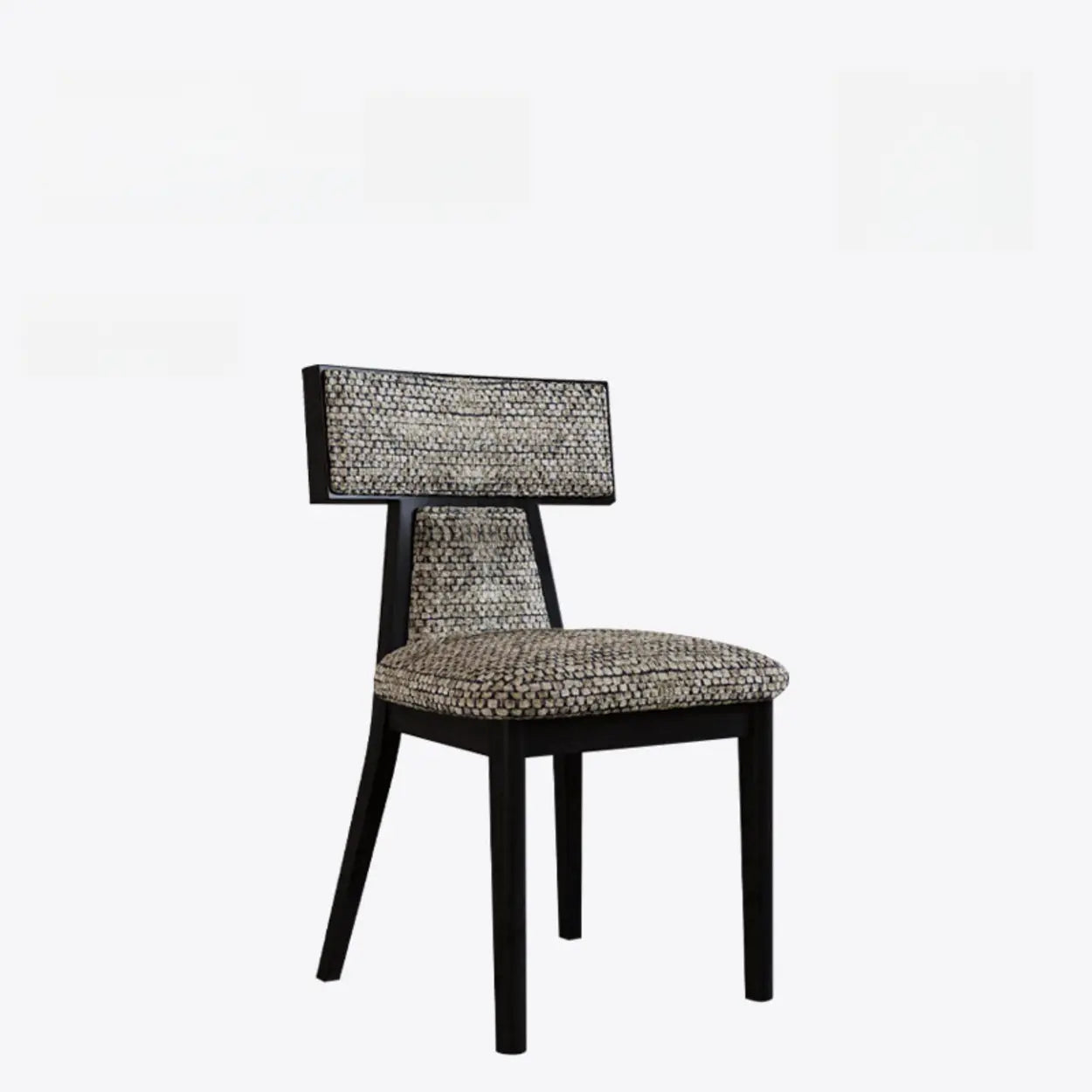 Rustic Upholstered Walnut Timber Armless Dining Chair