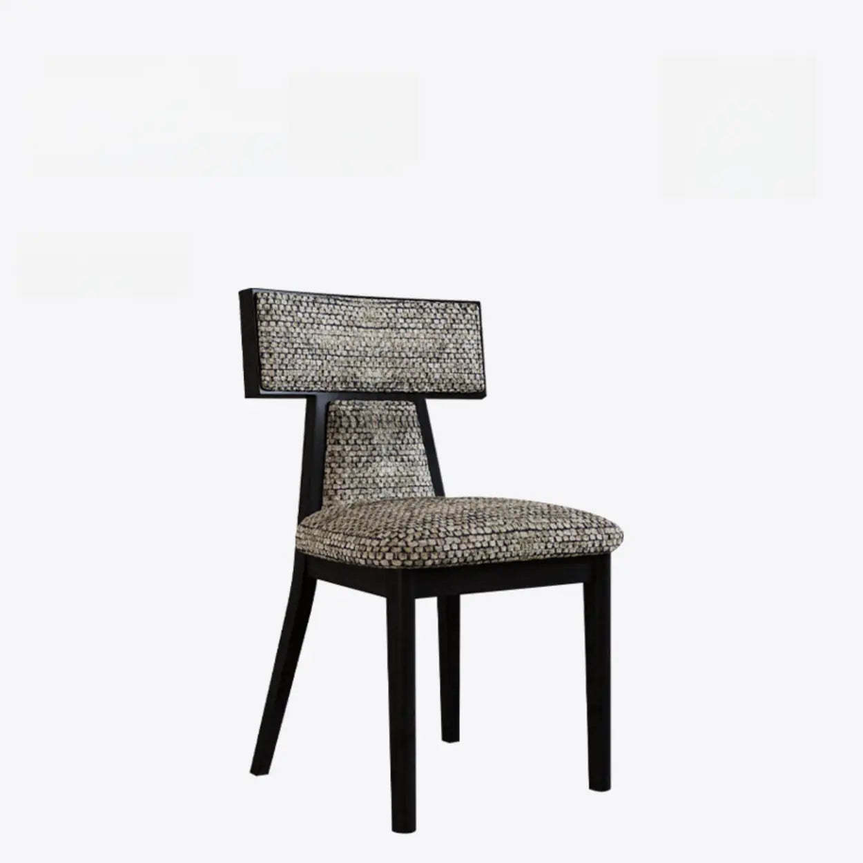 Rustic Upholstered Walnut Timber Armless Dining Chair