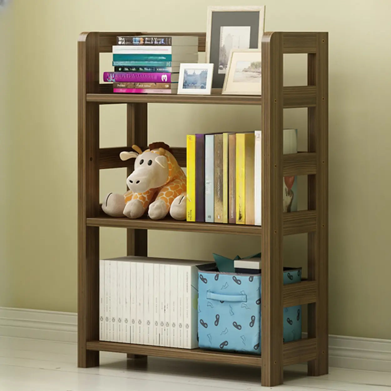 Rustic Wooden Open Display Bookshelf