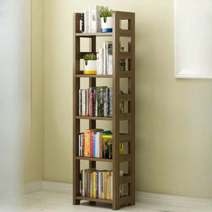 Rustic Wooden Open Display Bookshelf — Walnut