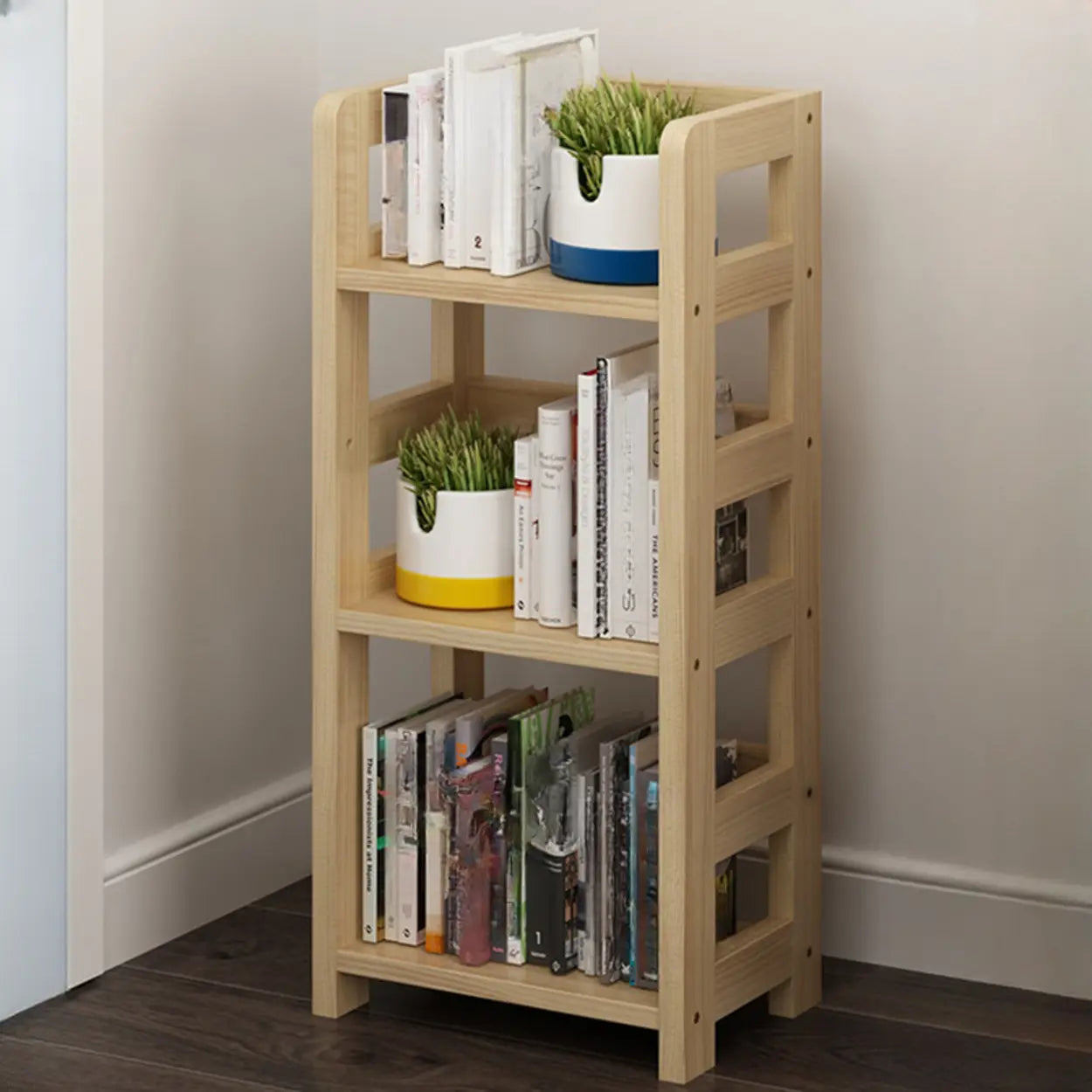 Rustic Wooden Open Display Bookshelf — Walnut