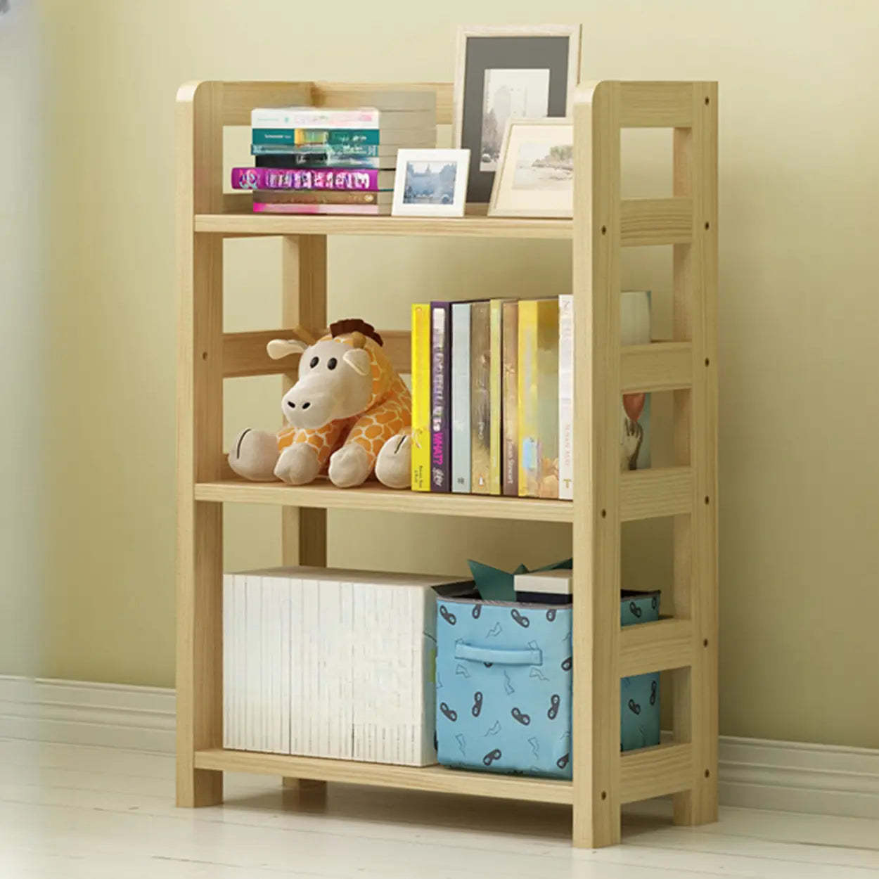 Rustic Wooden Open Display Bookshelf — Walnut
