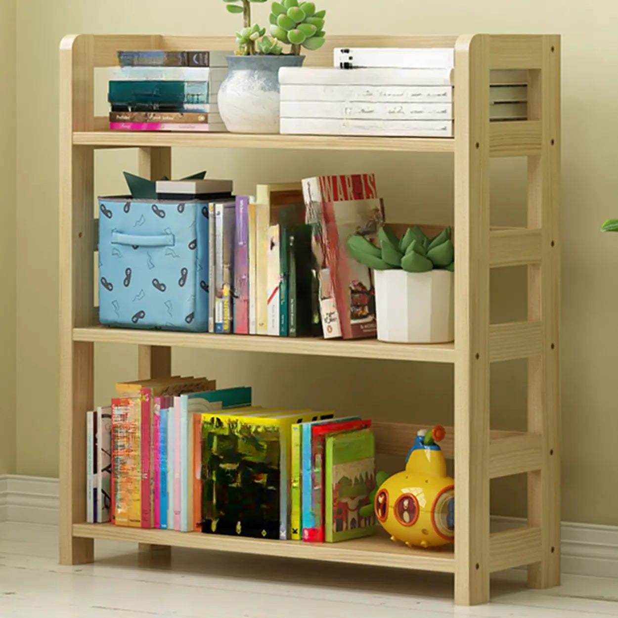 Rustic Wooden Open Display Bookshelf — Walnut