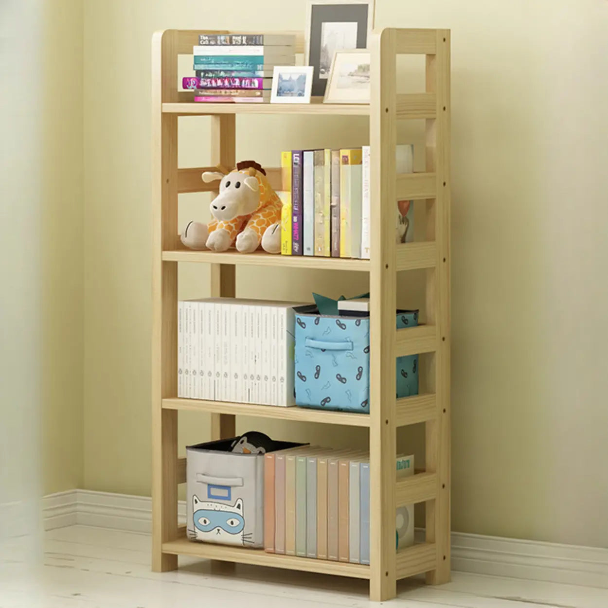 Rustic Wooden Open Display Bookshelf — Walnut