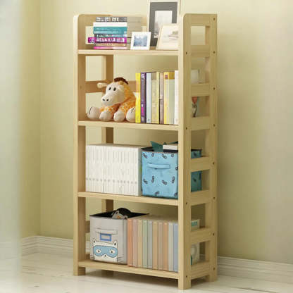 Rustic Wooden Open Display Bookshelf — Walnut