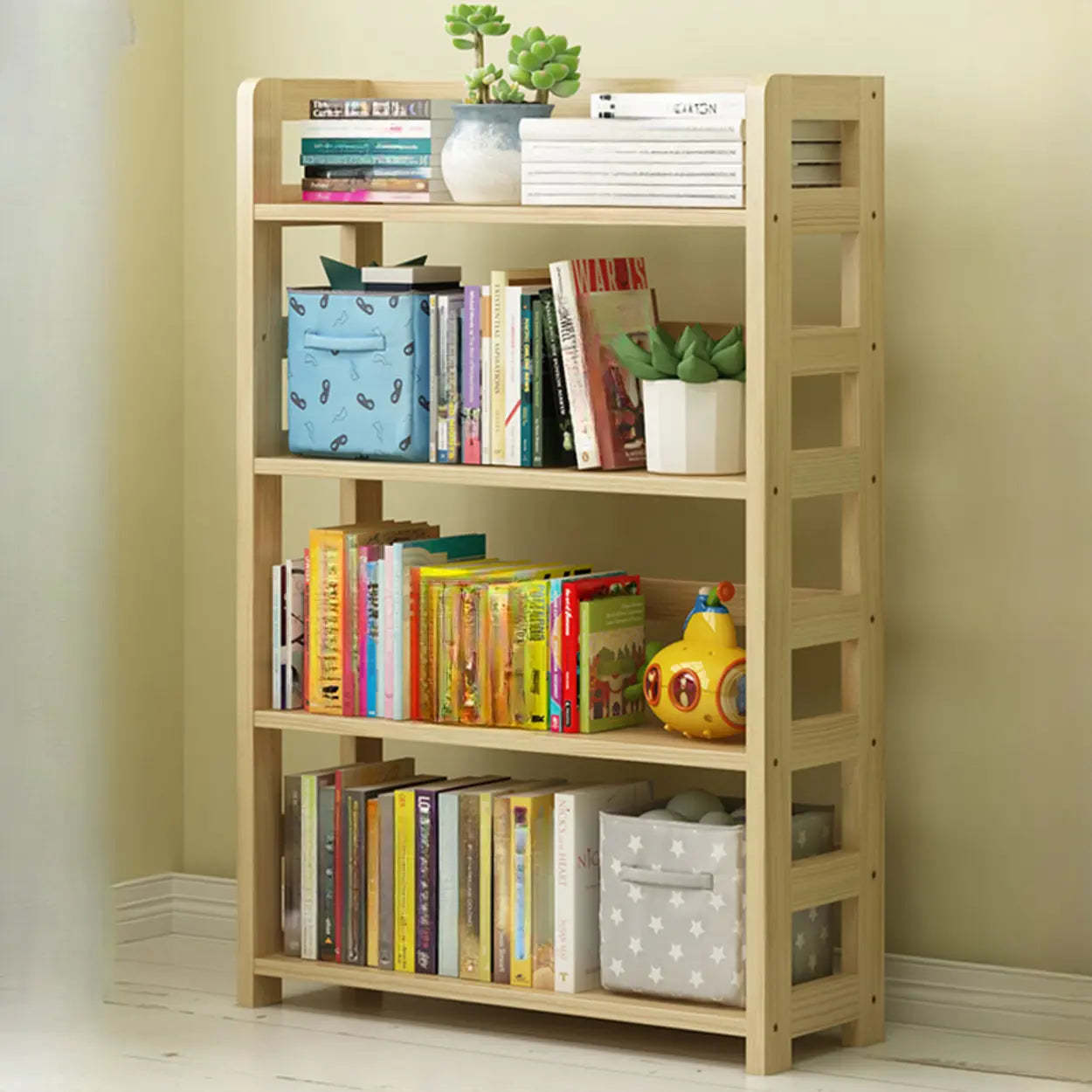 Rustic Wooden Open Display Bookshelf