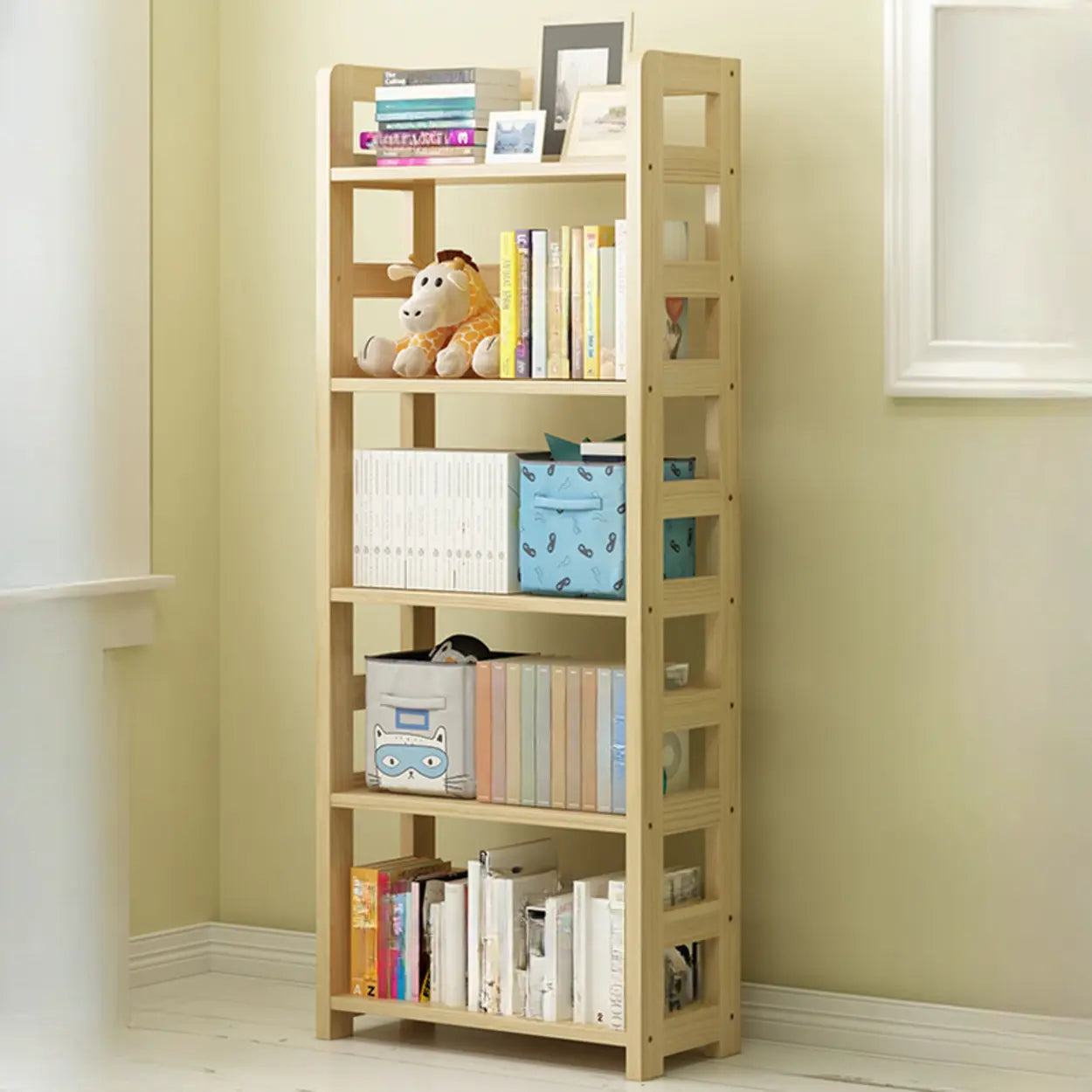 Rustic Wooden Open Display Bookshelf