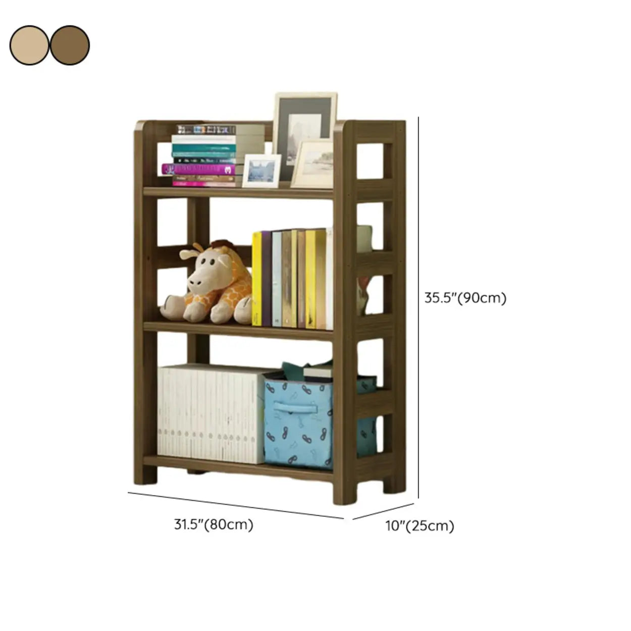 Rustic Wooden Open Display Bookshelf