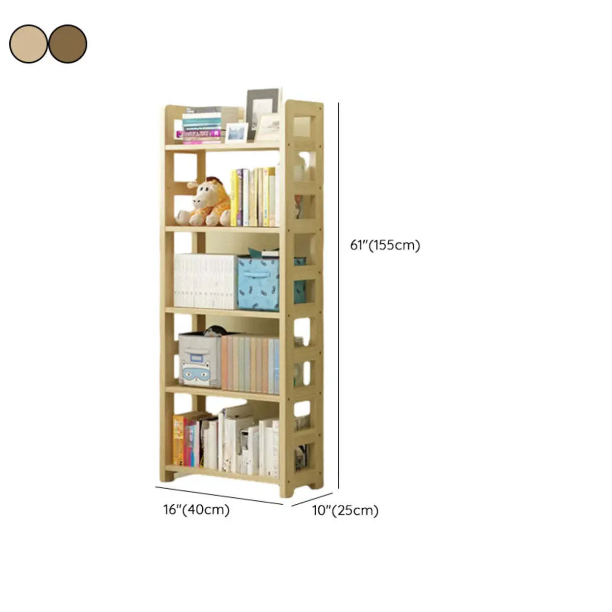 Rustic Wooden Open Display Bookshelf