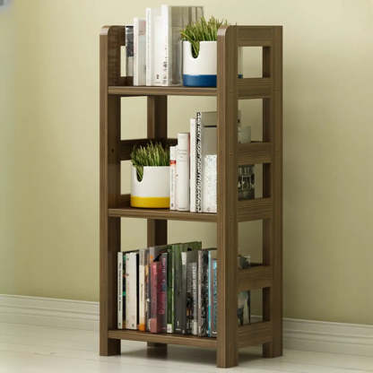 Rustic Wooden Open Display Bookshelf — Natural Finish