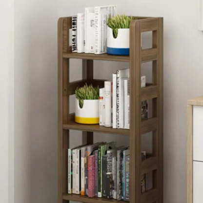 Rustic Wooden Open Display Bookshelf — Natural Finish