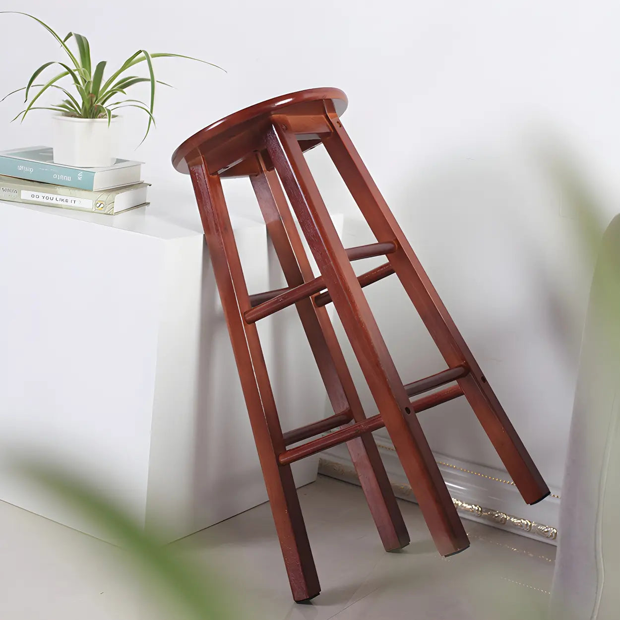 Rustic Round Wood Bar Stool