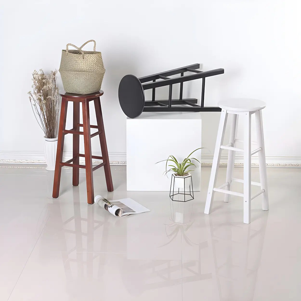 Rustic Round Wood Bar Stool