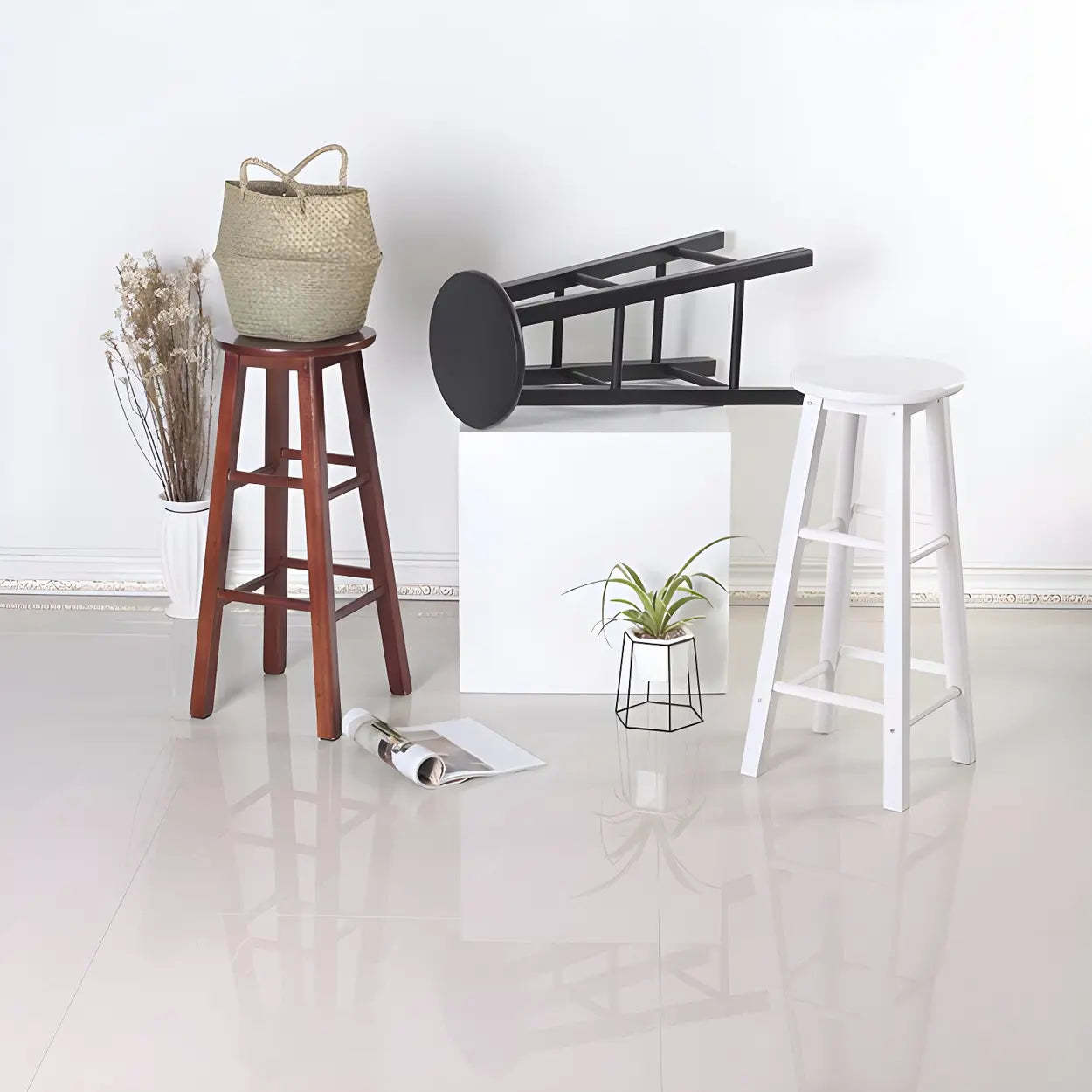 Rustic Round Wood Bar Stool