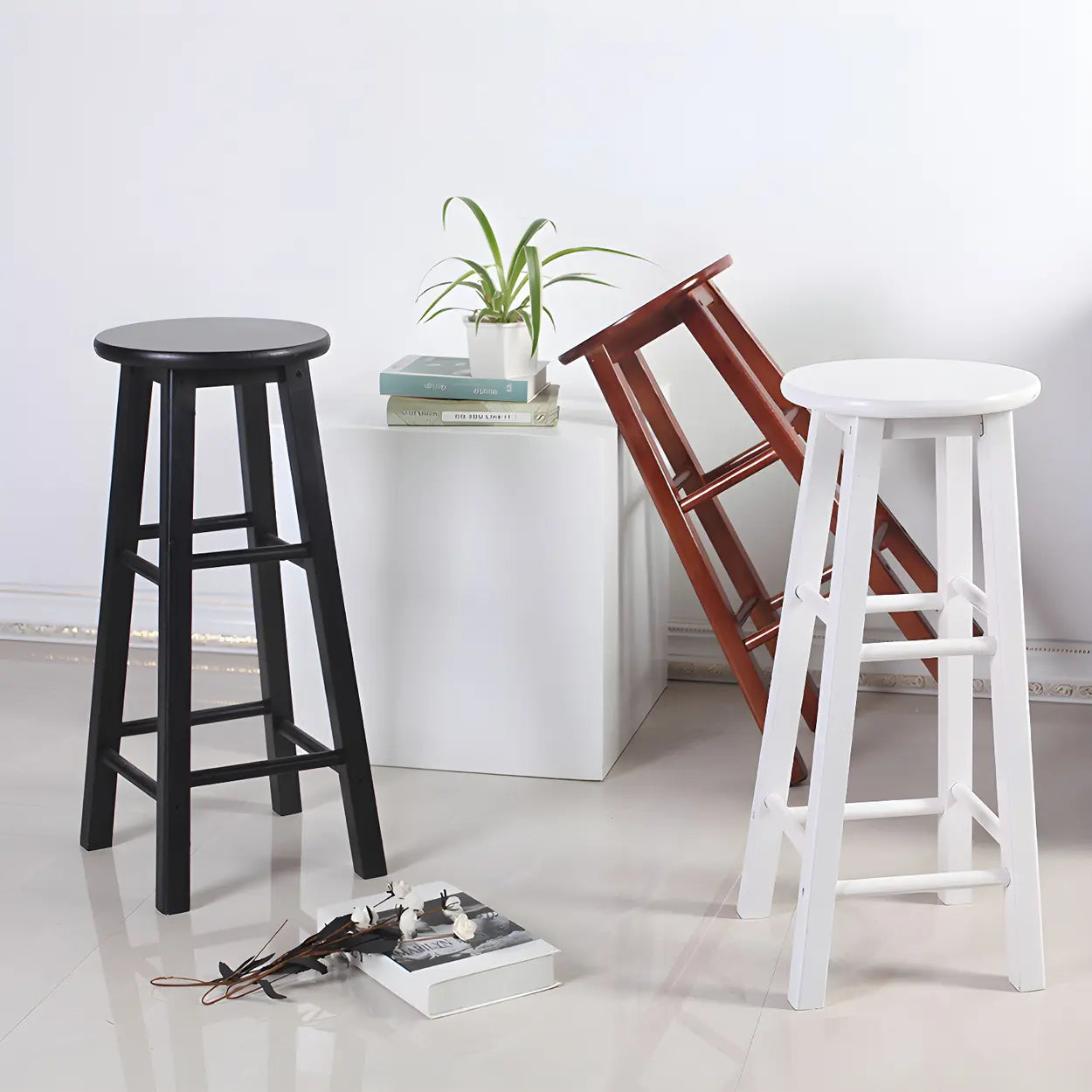 Rustic Round Wood Bar Stool
