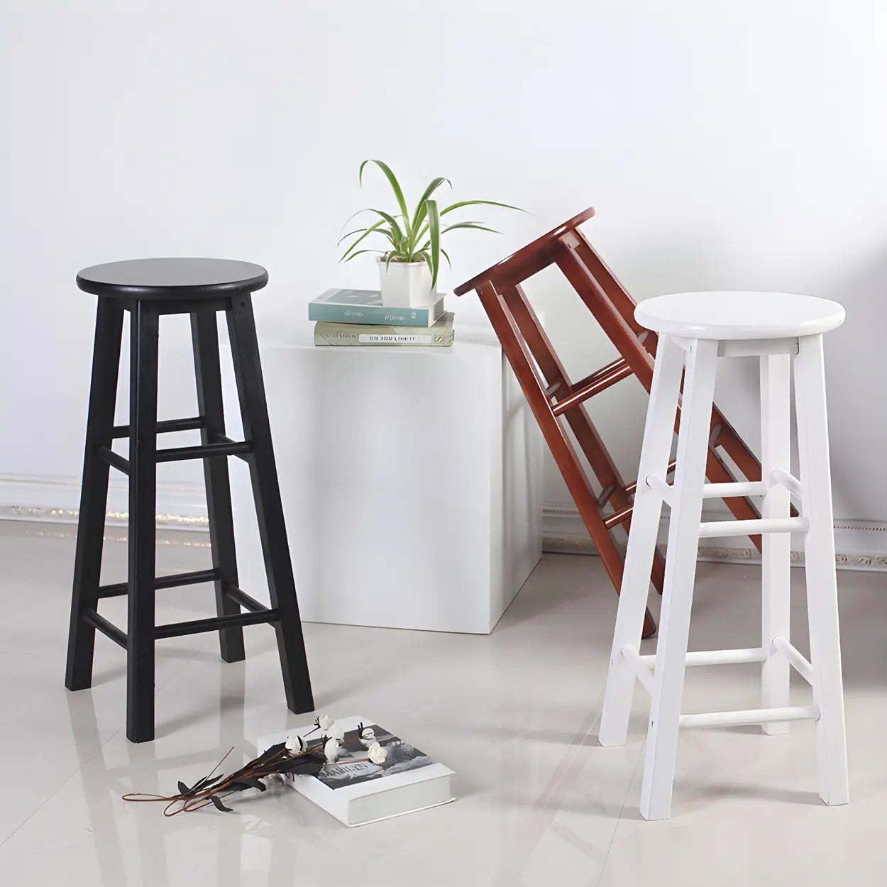 Rustic Round Wood Bar Stool