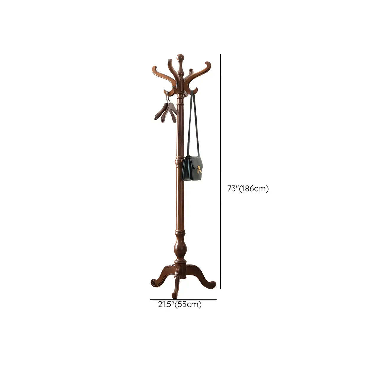 Rustic Brown Wood Freestanding Entryway Hall Tree