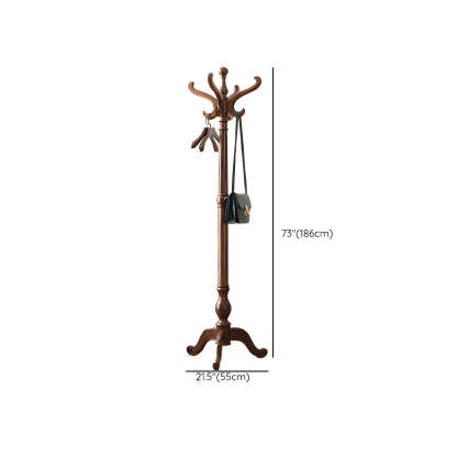 Rustic Brown Wood Freestanding Entryway Hall Tree