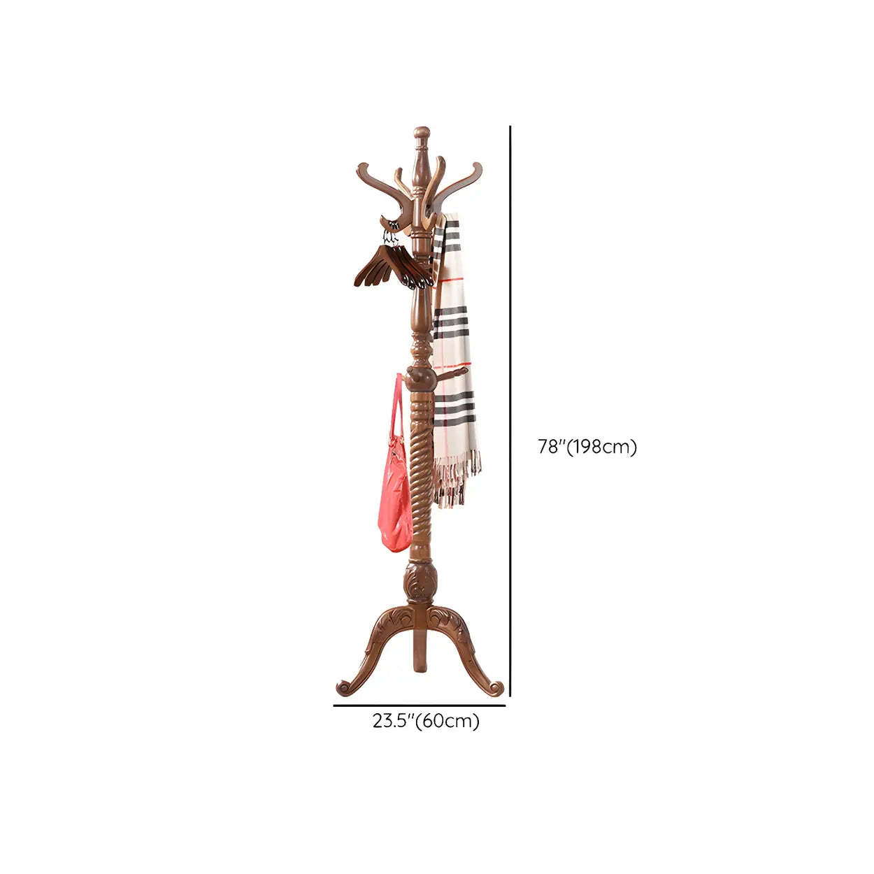 Rustic Brown Wood Freestanding Entryway Hall Tree